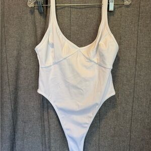 White For Love And Lemons Thong Bodysuit Ribbed Goth Glamour Moto Western Layer